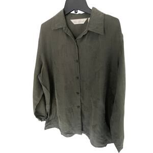 Peter Martin vintage 100% silk embroidered giraffe blouse dark green size 14
